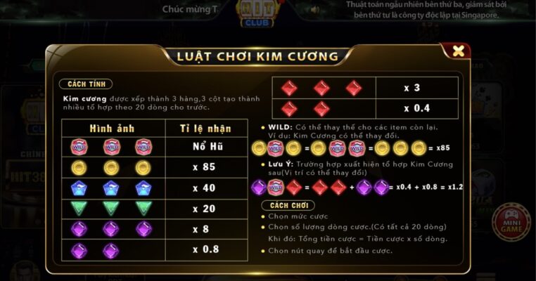 Bật mi bí kíp chơi mini game Kim cương Hit Club siêu dễ thắng