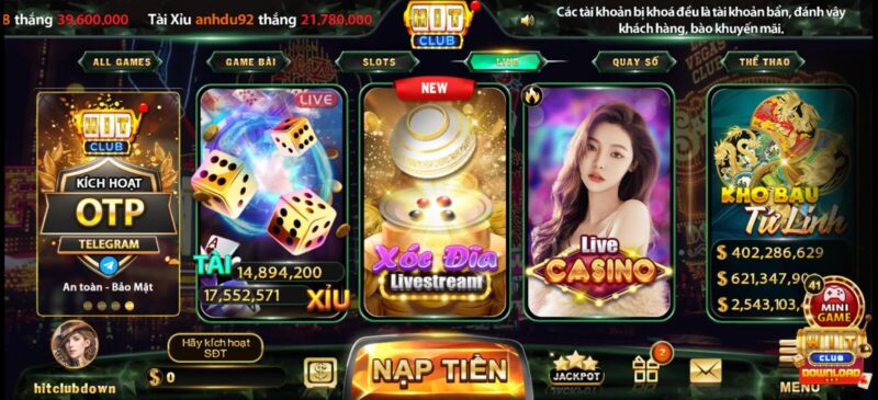 Hướng dẫn chơi game Tài xỉu nổ hũ Hit Club rút tiền thật